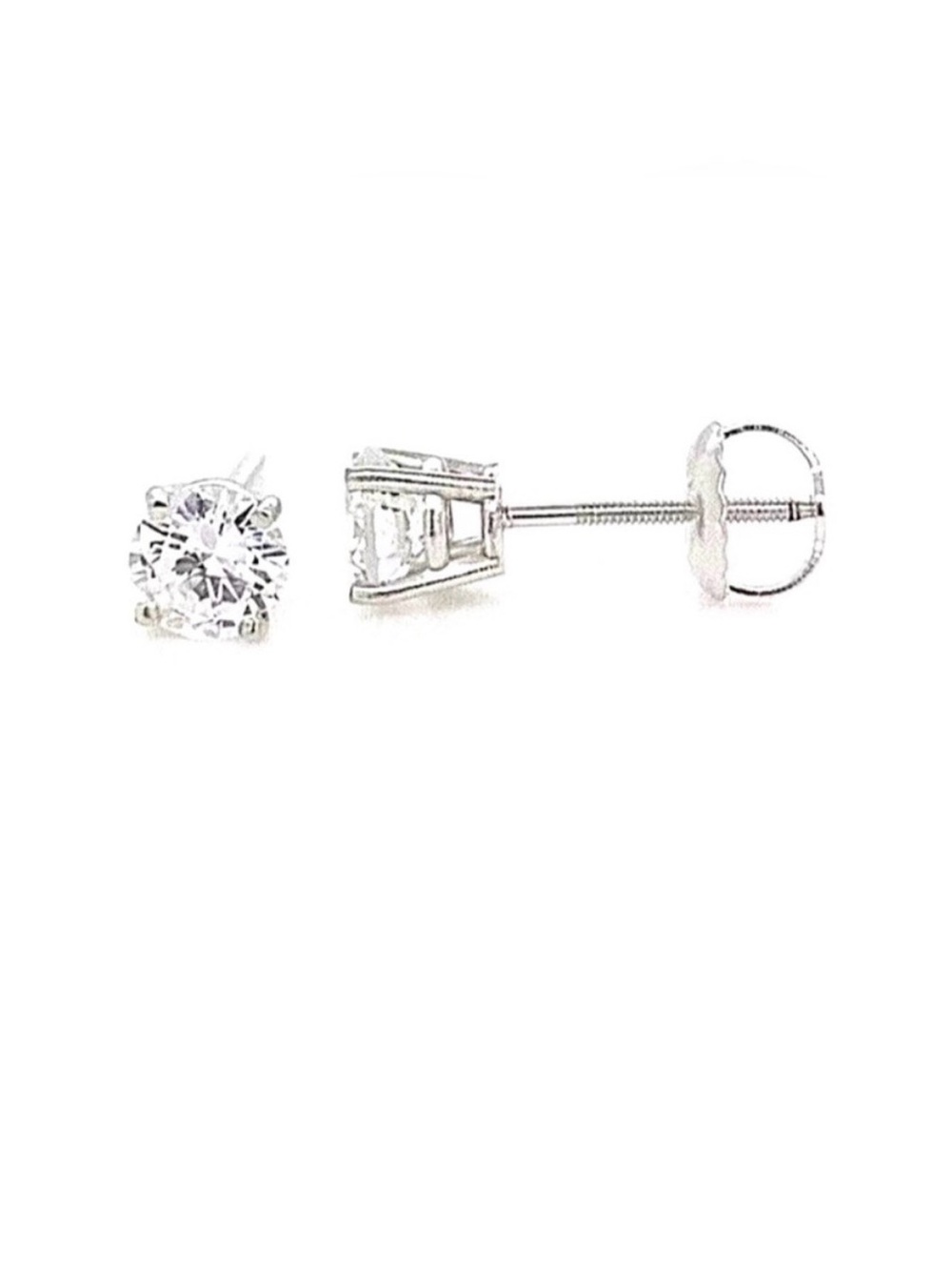 14k White Gold 0.50 Ctw Round Cut FL/D Brilliant GRA Moissanite Stud Earring 5mm